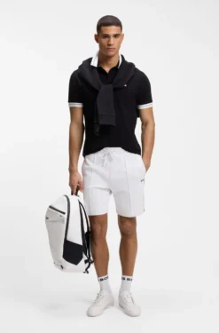 Cotton-blend shorts with piped trims