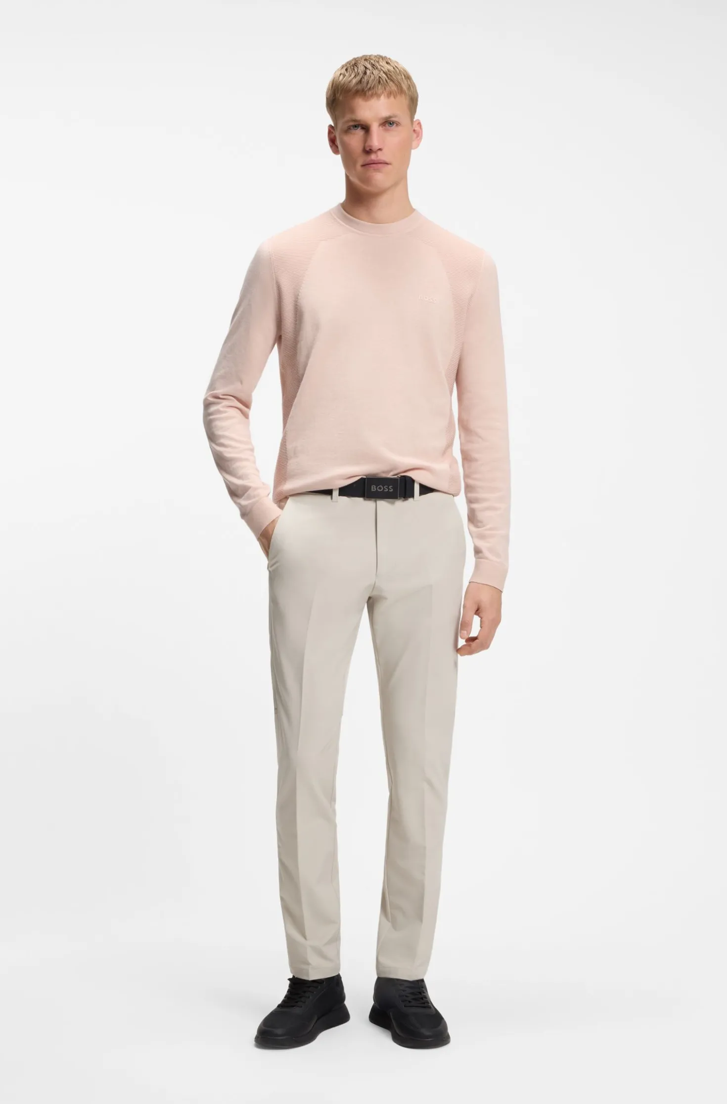 Cotton-blend sweater with bodymapping structure
