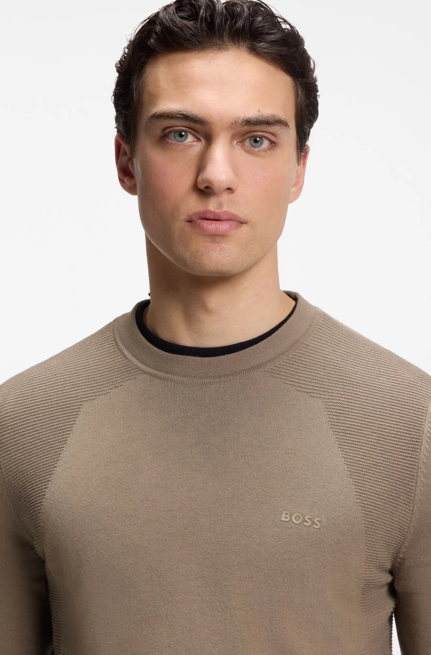 Cotton-blend sweater with bodymapping structure