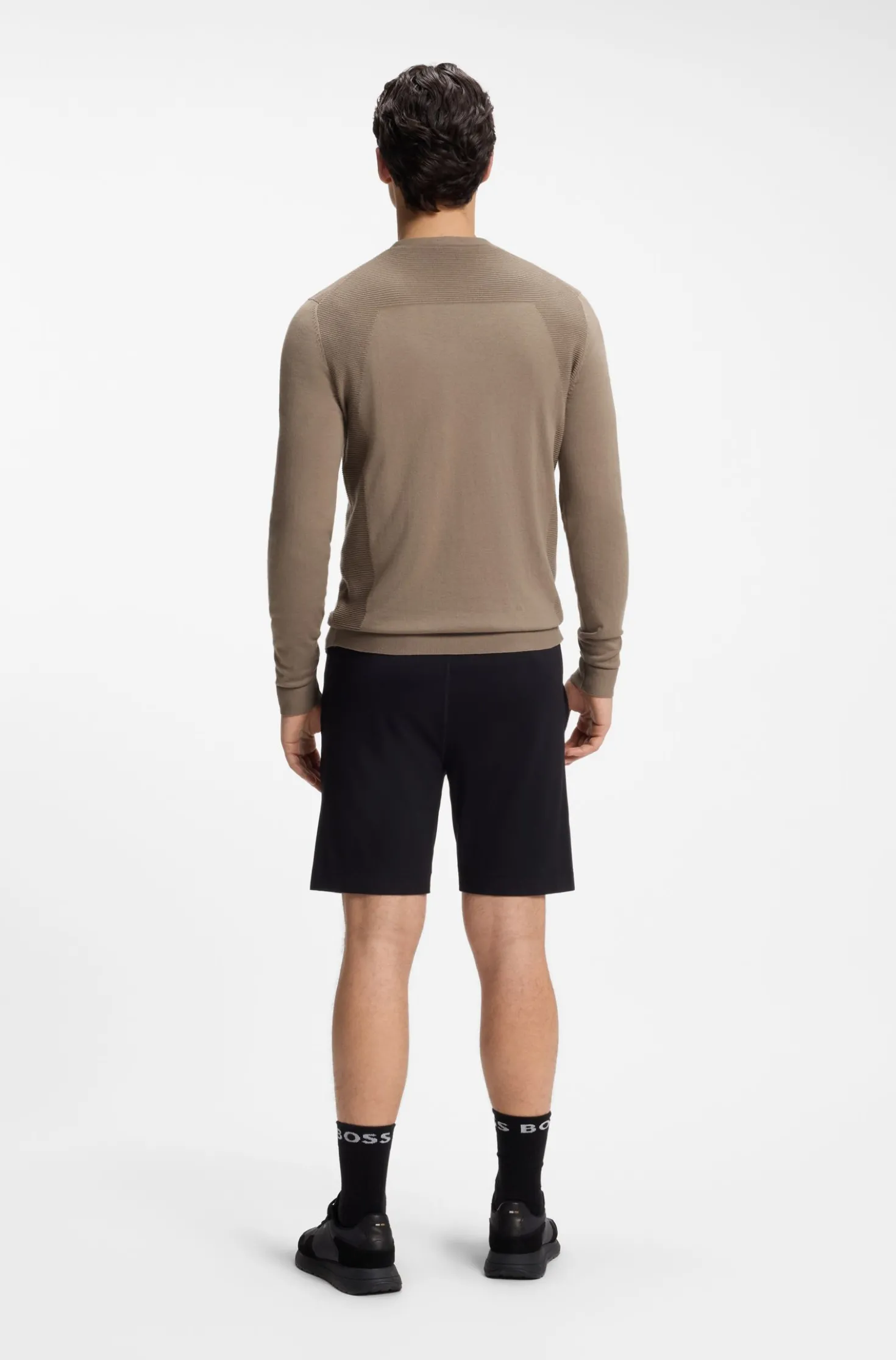 Cotton-blend sweater with bodymapping structure