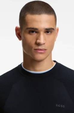 Cotton-blend sweater with bodymapping structure