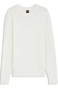 Cotton-blend sweater with 3D knitted structure