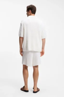 Cotton-blend sweater with Johnny collar