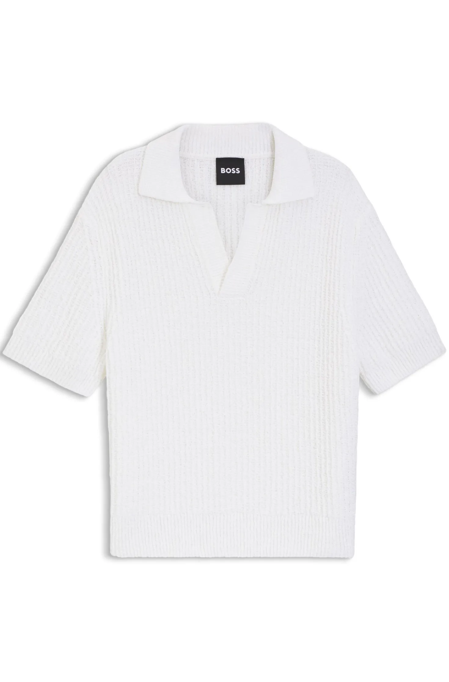 Cotton-blend sweater with Johnny collar