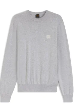Cotton-blend sweater with logo patch