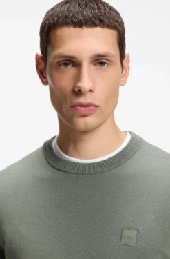 Cotton-blend sweater with logo patch