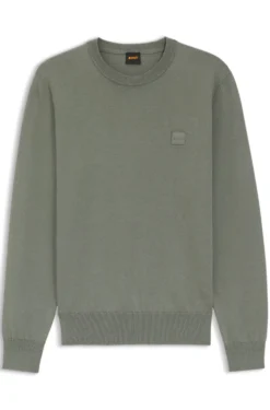 Cotton-blend sweater with logo patch