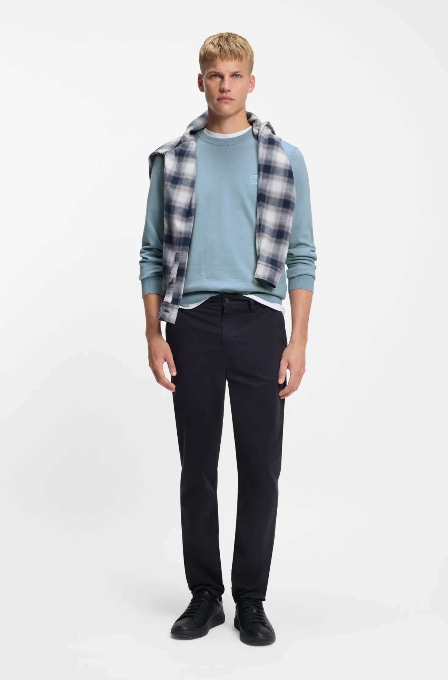 Cotton-blend sweater with logo patch