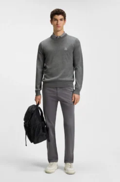 Cotton-blend sweater with logo patch