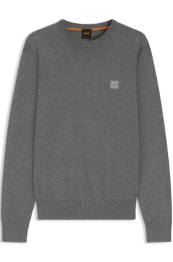 Cotton-blend sweater with logo patch