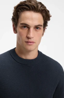 Cotton-blend sweater with ribbed knit