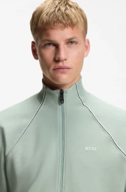 Cotton-blend sweatshirt with contrast piping