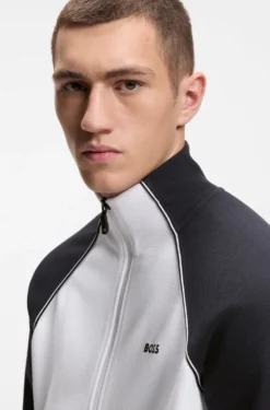Cotton-blend sweatshirt with contrast piping