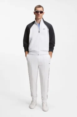Cotton-blend sweatshirt with contrast piping