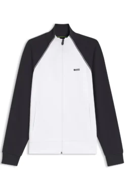 Cotton-blend sweatshirt with contrast piping