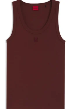 Cotton-blend tank top with stacked-logo embroidery