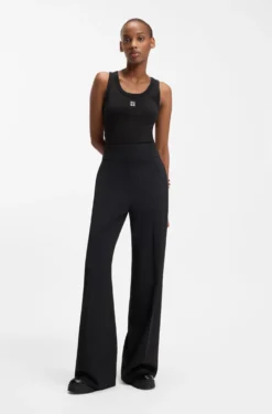 Cotton-blend tank top with stacked-logo embroidery