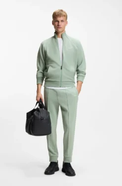 Cotton-blend tracksuit bottoms with piping details