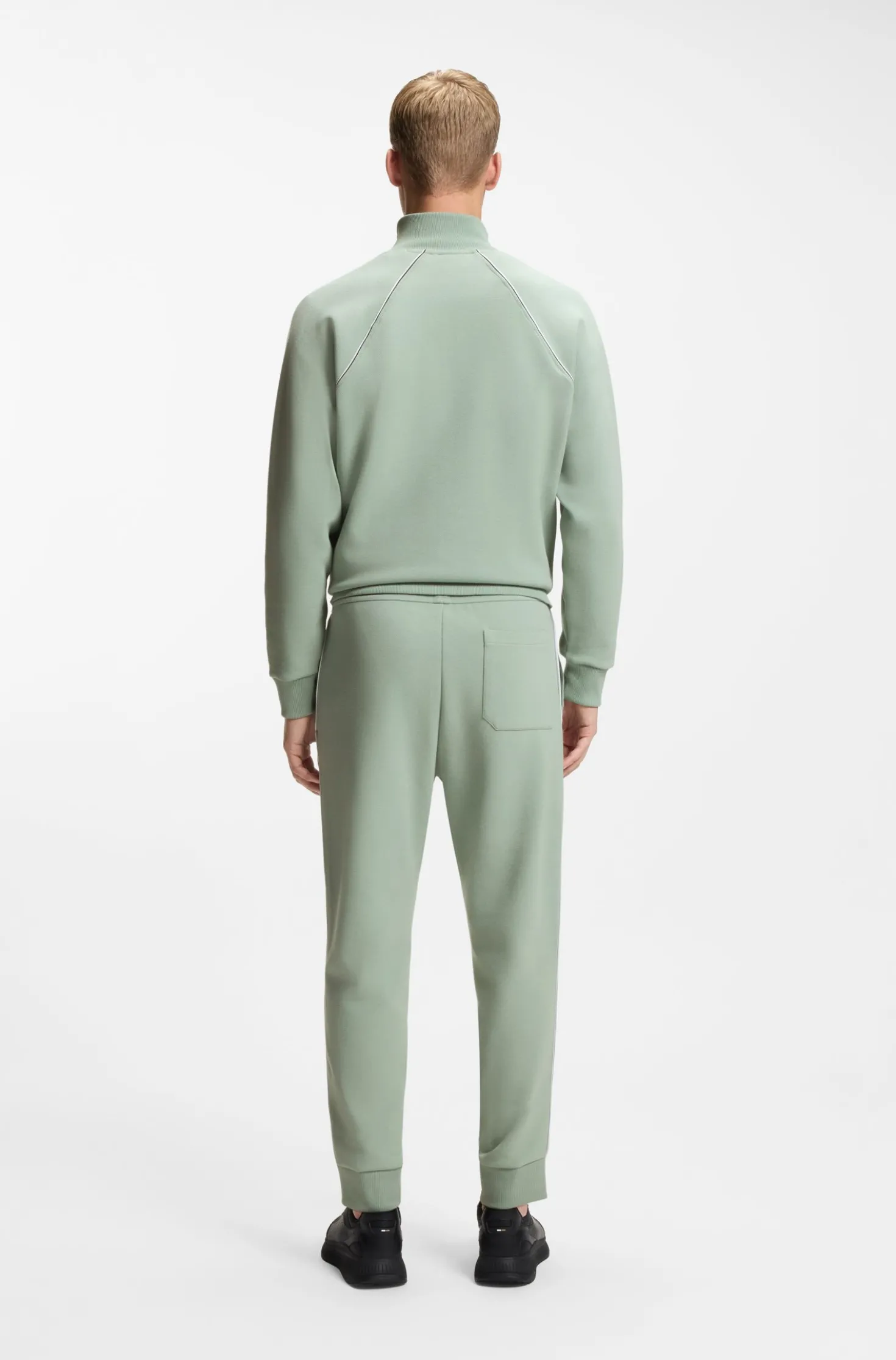 Cotton-blend tracksuit bottoms with piping details