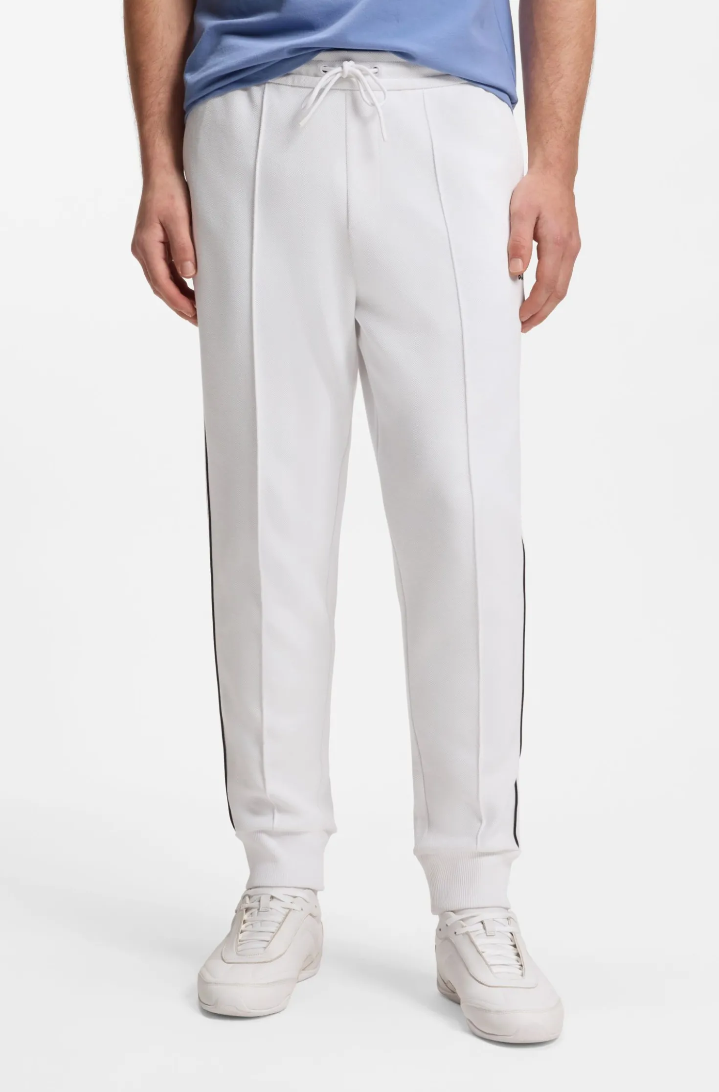 Cotton-blend tracksuit bottoms with piping details