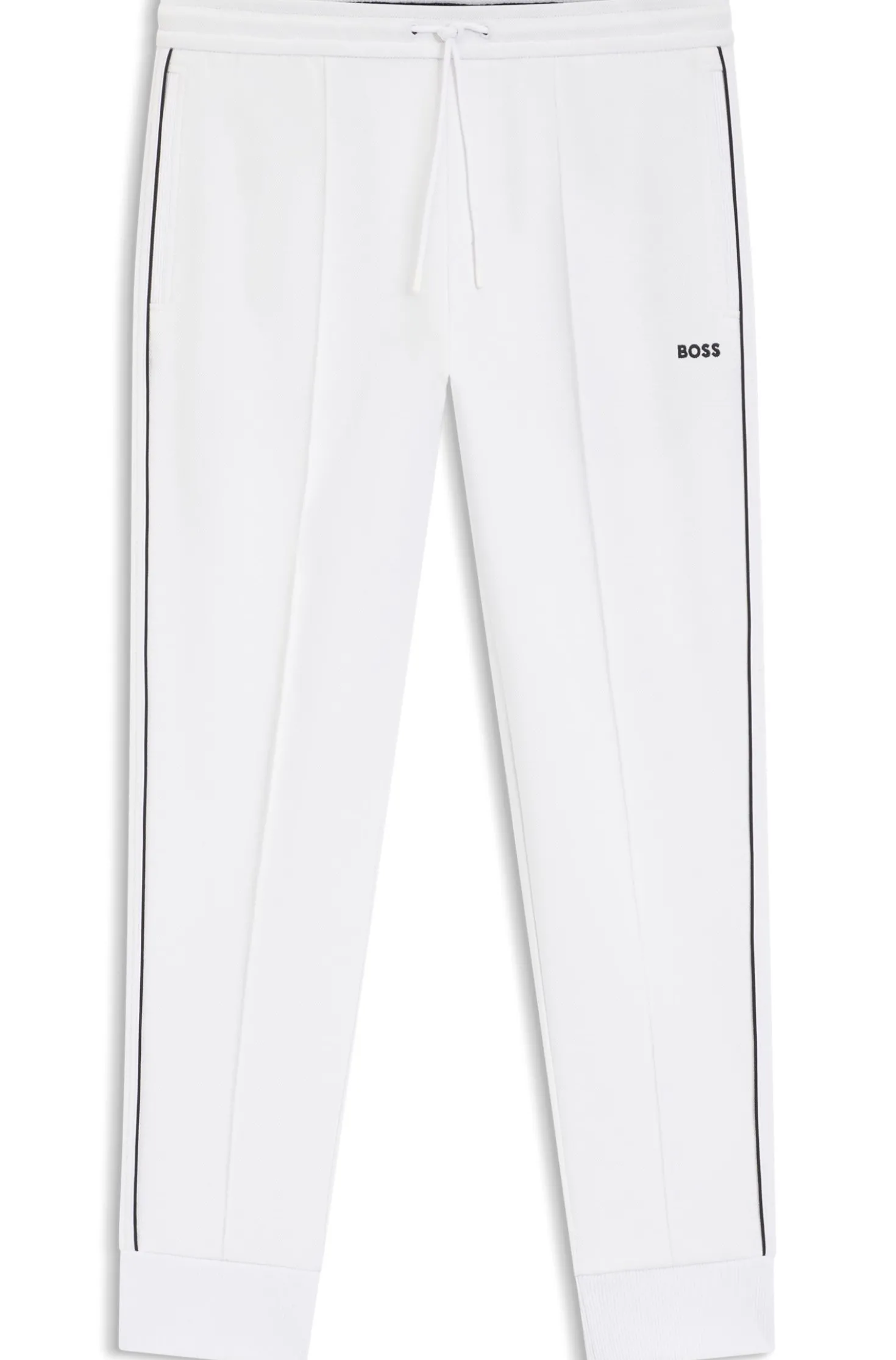 Cotton-blend tracksuit bottoms with piping details