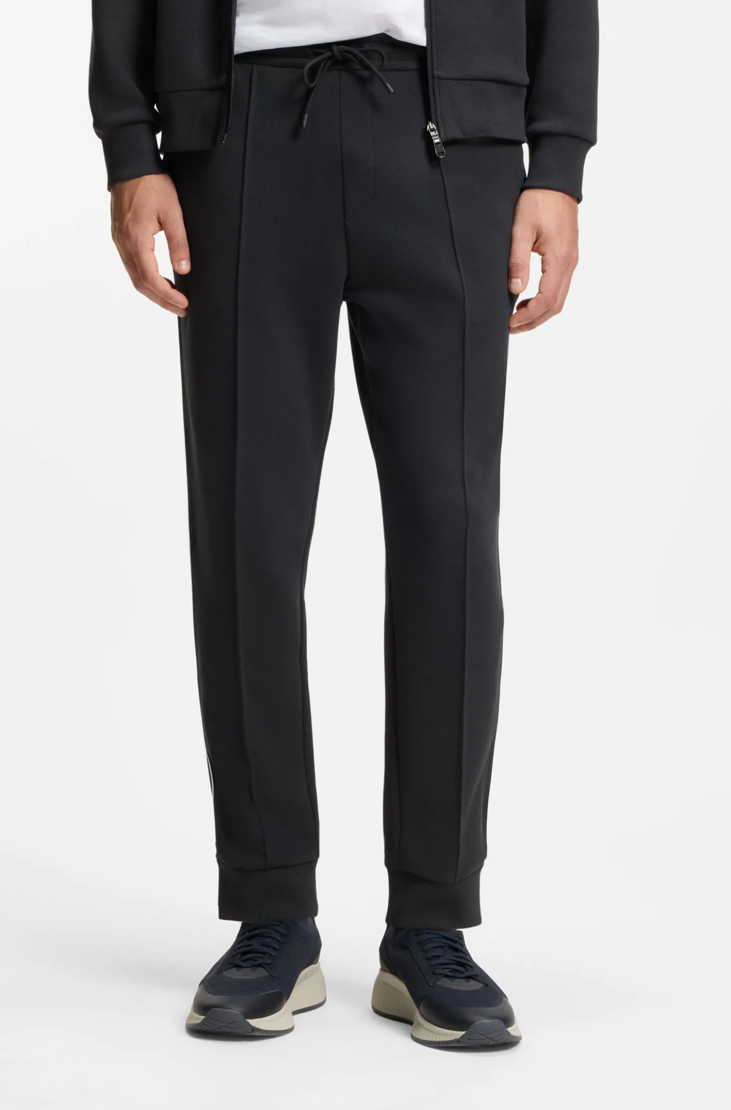 Cotton-blend tracksuit bottoms with piping details