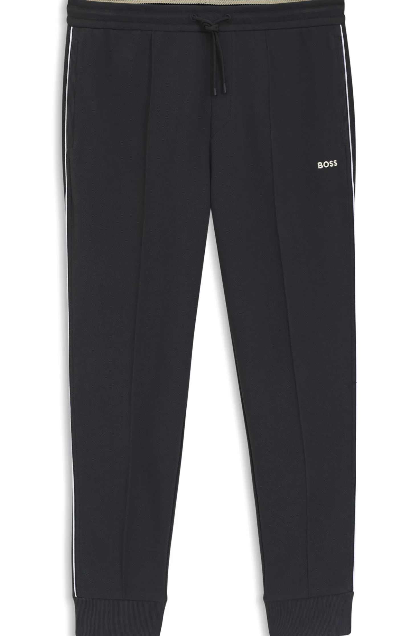Cotton-blend tracksuit bottoms with piping details