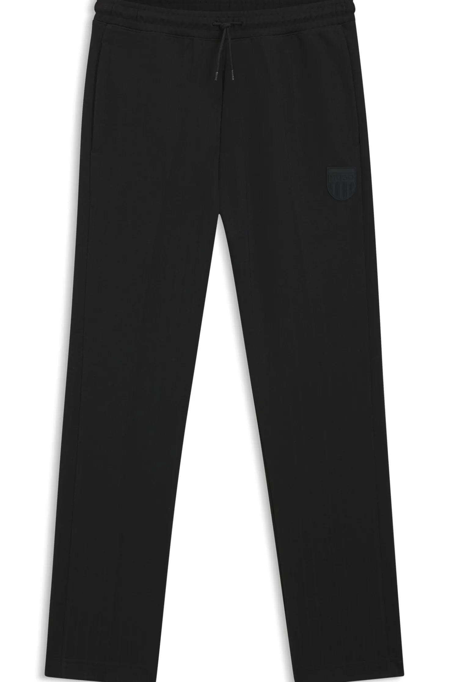 Cotton-blend tracksuit bottoms with drop-needle stripe