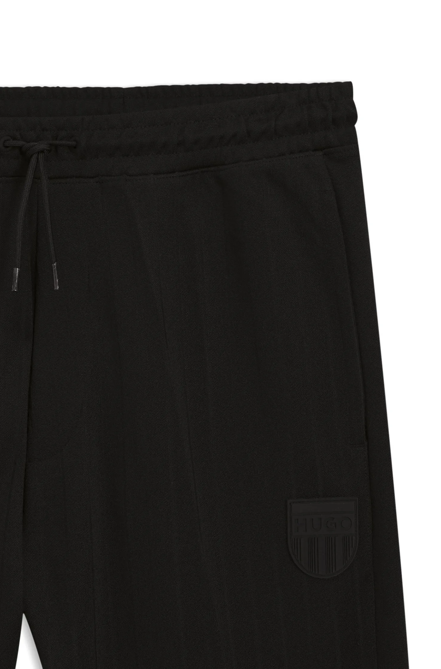 Cotton-blend tracksuit bottoms with drop-needle stripe