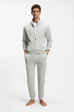 Cotton-blend tracksuit bottoms with waffle structure