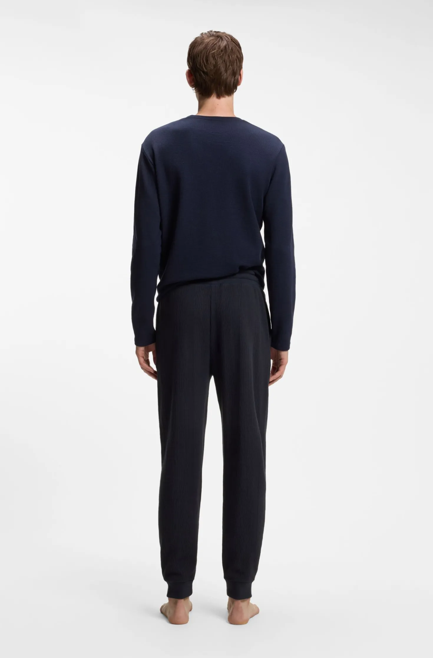 Cotton-blend tracksuit bottoms with waffle structure