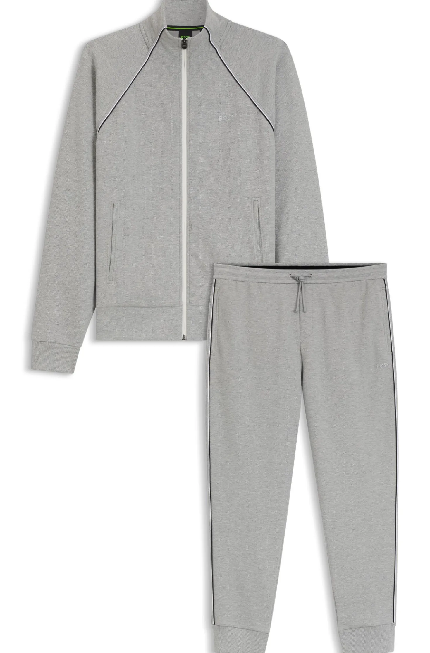 Cotton-blend tracksuit set with contrast piping