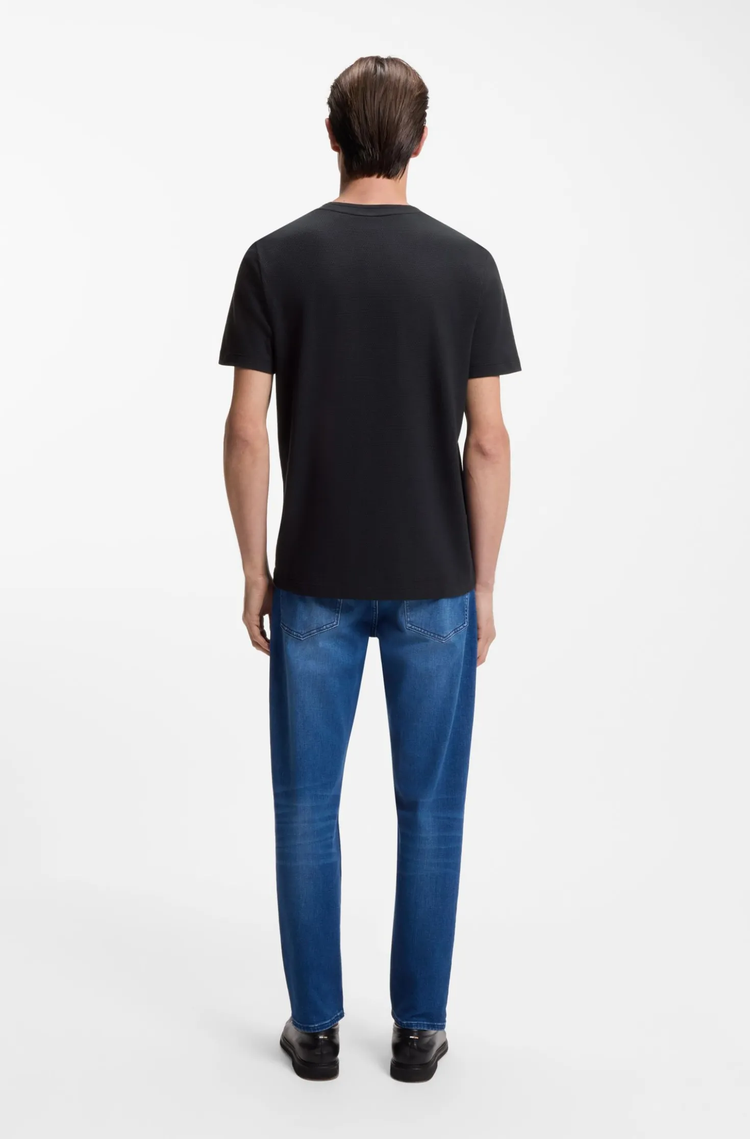 Cotton-blend T-shirt with bubble-jacquard structure