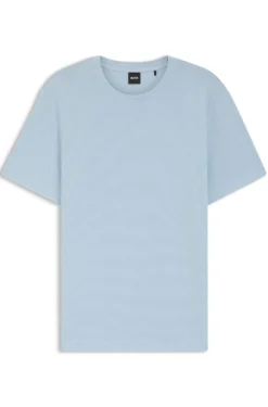Cotton-blend T-shirt with bubble-jacquard structure
