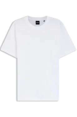 Cotton-blend T-shirt with bubble-jacquard structure