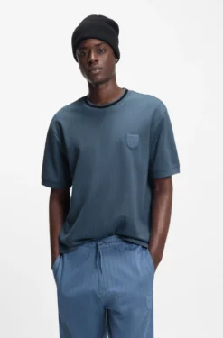 Cotton-blend T-shirt with drop-needle stripe