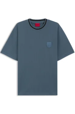 Cotton-blend T-shirt with drop-needle stripe