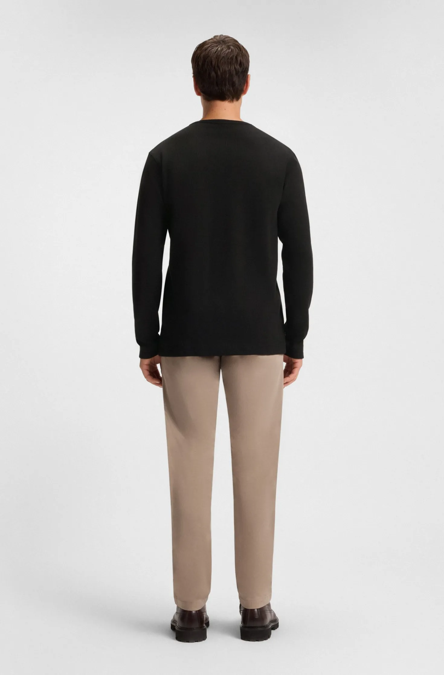 Cotton-blend T-shirt with waffle structure