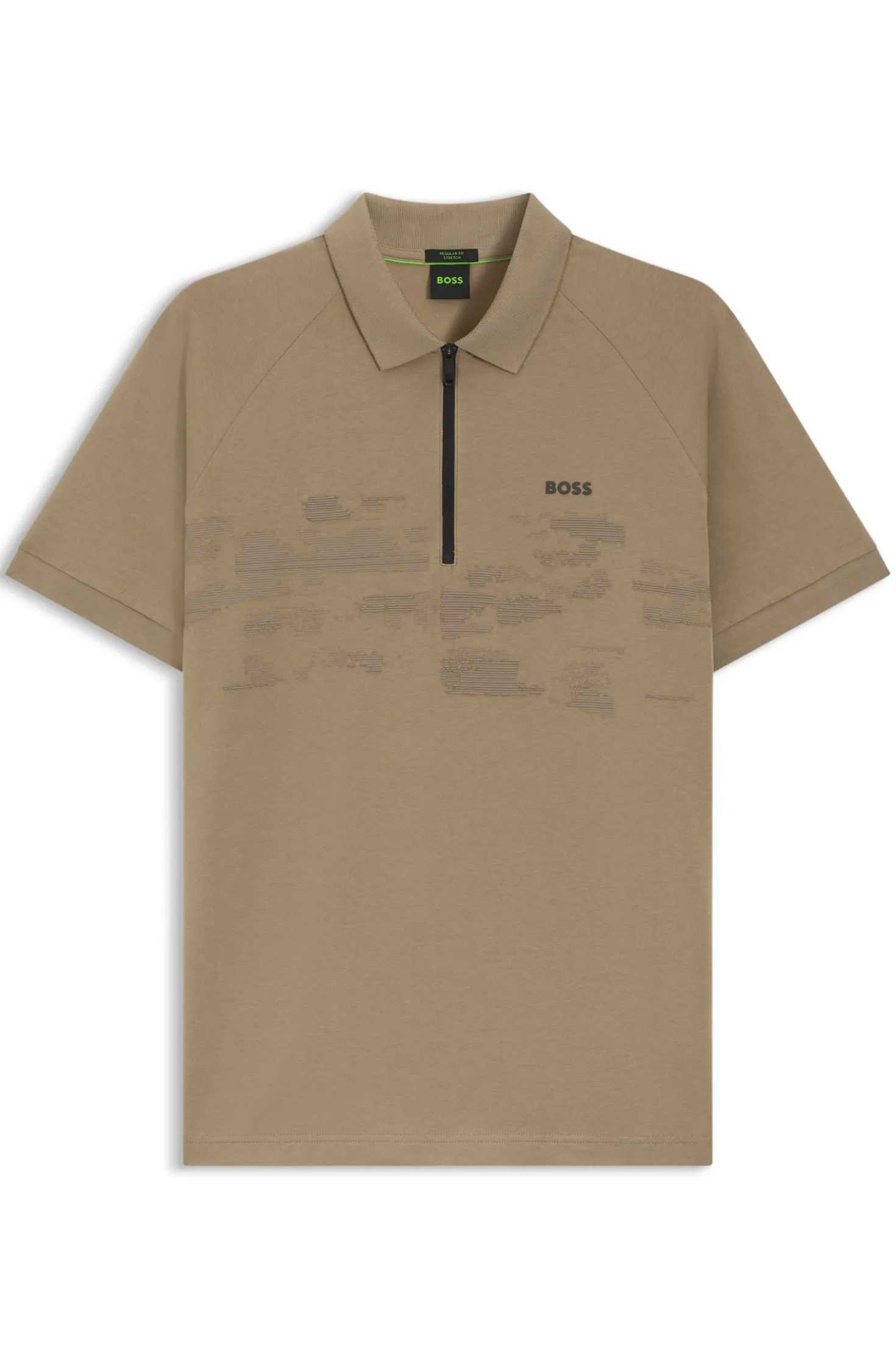 Cotton-blend zipped polo shirt with reflective graphics