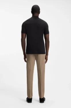 Cotton-blend zipped polo shirt with reflective graphics