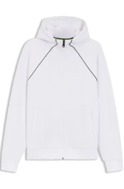 Cotton-blend zip-up hoodie with piping details