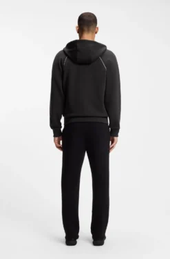 Cotton-blend zip-up hoodie with piping details