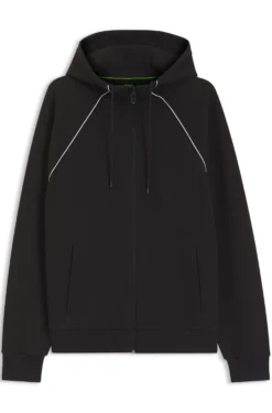 Cotton-blend zip-up hoodie with piping details