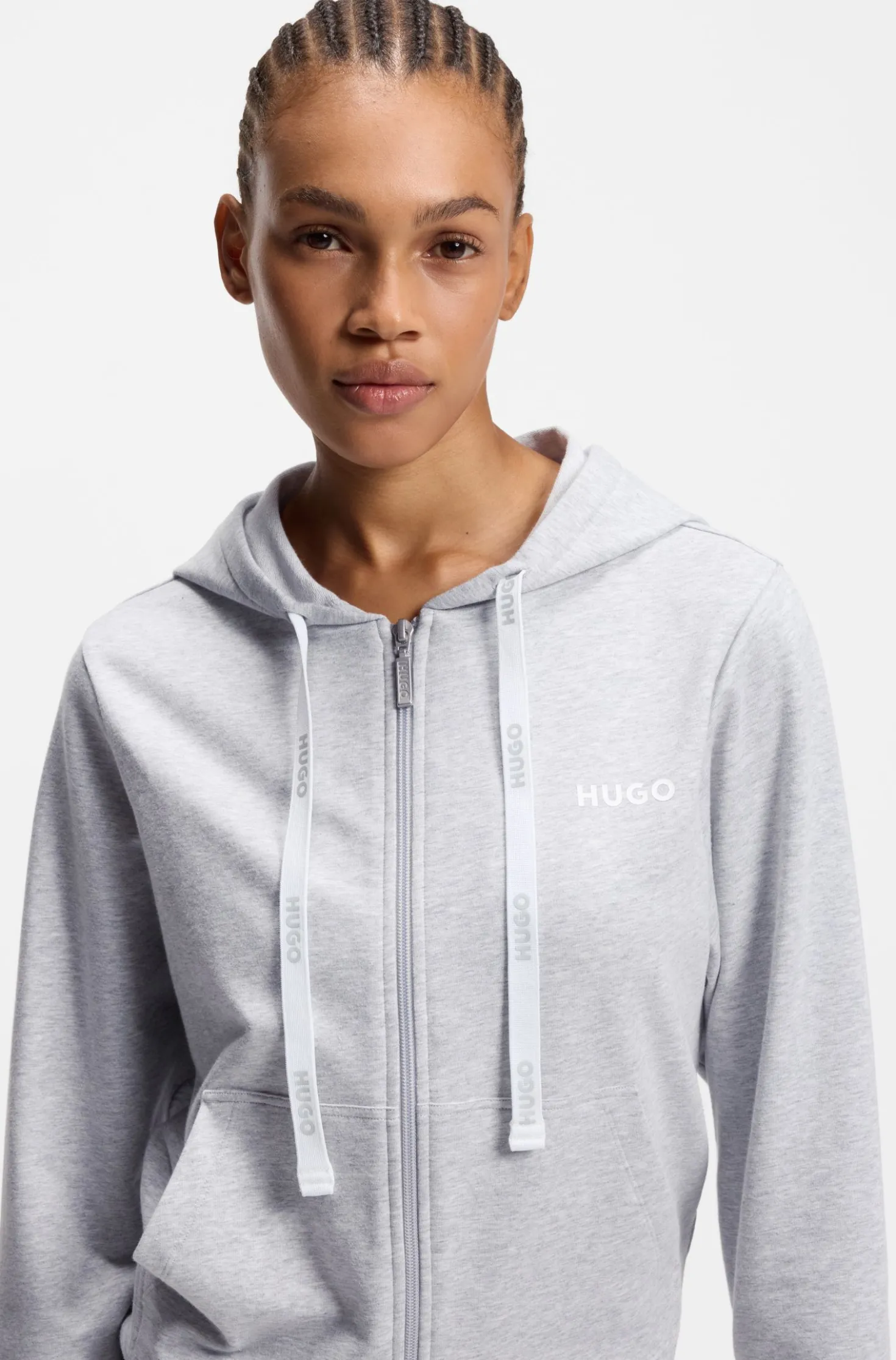 Cotton-blend zip-up hoodie with logo details