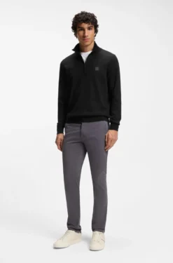 Cotton-cashmere sweater with zip collar