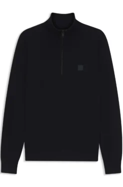 Cotton-cashmere sweater with zip collar