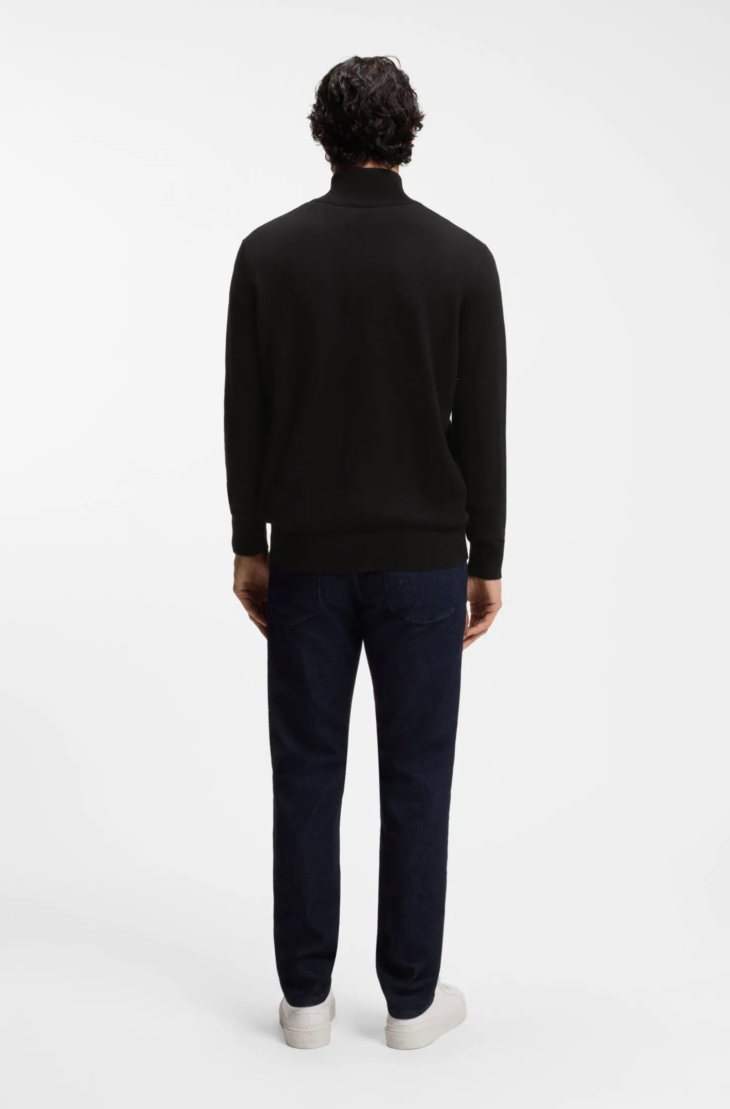 Cotton-cashmere sweater with zip collar