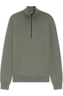 Cotton-cashmere sweater with zip collar
