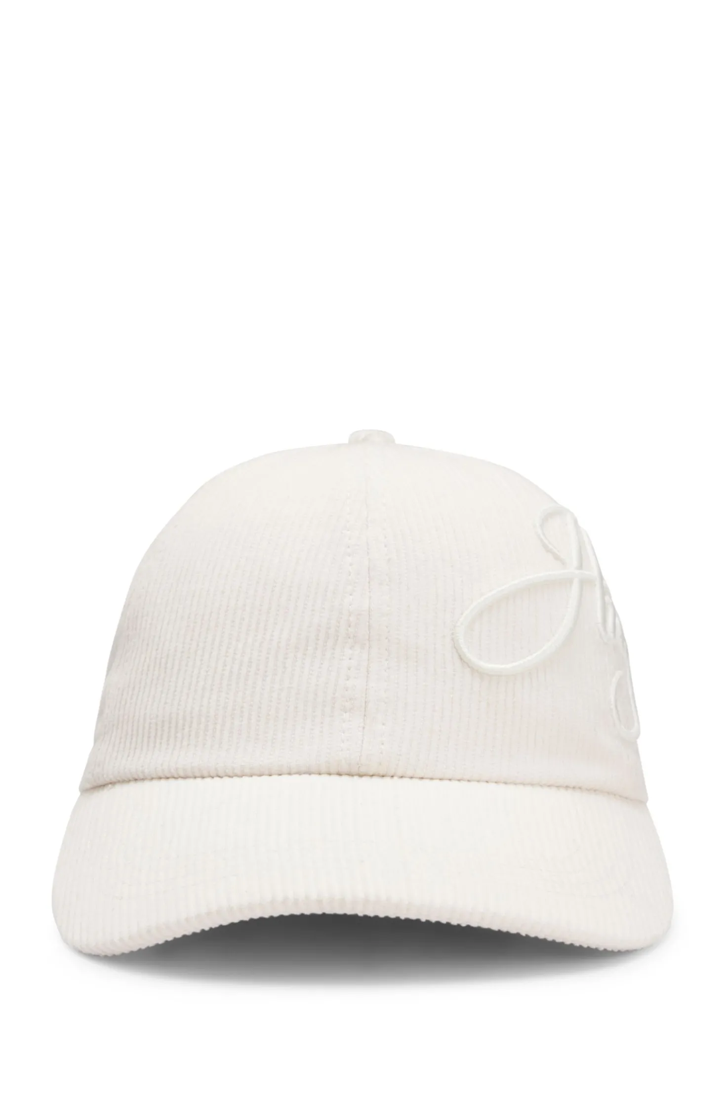 Cotton-corduroy cap with logo embroidery