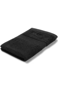 Cotton guest towel in black with embroidered logo